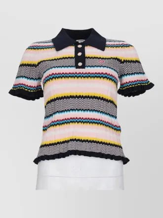 Casablanca chevron knit polo top short sleeves
