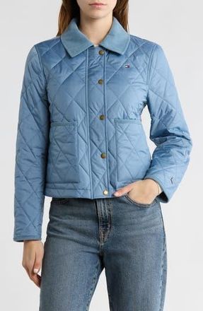 Tommy Hilfiger Snap Front Diamond Quilted Jacket in Brisk Blue at Nordstrom Rack, Size X-Large
