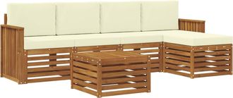 vidaXL Conjunto De Sof&aacute;s De Exterior 6 Uds. Natural Y Crema Vidaxl