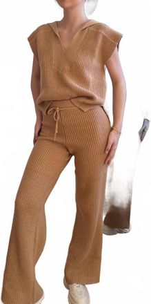 Scala Lennon Knit Pants In Caramel