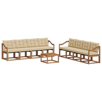 vidaXL Conjunto De Sof&aacute;s De Exterior Con Coj&iacute;n 9 Pcs Natural Y Beige Vidaxl