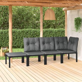 vidaXL Set De Muebles De Jard&iacute;n 4 Piezas Rat&aacute;n Sint&eacute;tico Negro Y Gris Vidaxl