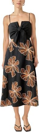 English Factory Embroidered Sleeveless Midi Dress in Black/orange at Nordstrom, Size X-Small