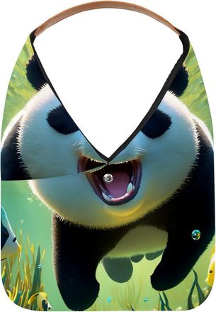 Generic Lovely Panda Swims Underwater Reusable Lightweight Grocery Bags - Foldable Into Compact Pouch, Washable & Sturdy, Multipurpose for Shopping and Travel