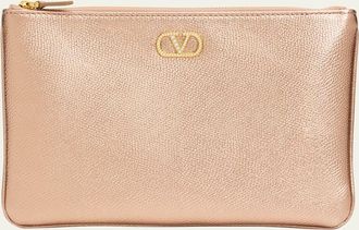 Valentino Garavani Medium Metallic Leather Flat Pouch Bag