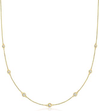 Ross-Simons Diamond Station Necklace in 14kt Yellow Gold