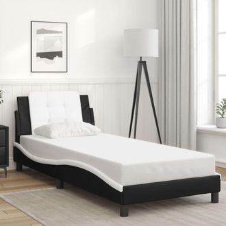 vidaXL Vidaxl - Estructura Cama Cabecero Cuero Sint&eacute;tico Negro Blanco 90x200 Cm