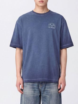 Off-white T-shirt girocollo in misto modal e seta con logo a contrasto
