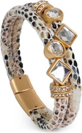 Saachi Crystal Faux Leather Bracelet in White at Nordstrom Rack