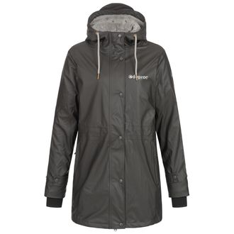 Deproc Regenjacke DEPROC ACTIVE Friesennerz ELLESMERE WOMEN, Damen, Gr. 36/38 (M), grau (anthrazit), 100% Polyester, figurumspielend, gerader Abschluss mit D