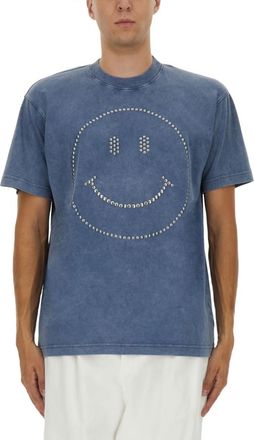 Moschino Blue Embellished Crew Neck T-Shirt