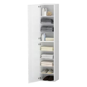 Dmora Dmora - Armario Multiusos 1 Puerta Zenone, Armario Multiusos Con 1 Puerta, Armario Multifuncional, 45x35h190 Cm, Blanco