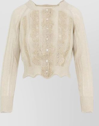 Ermanno Scervino cashmere lace trim open-knit cardigan