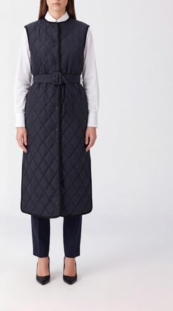 Fabiana Filippi Long Quilted Polyester Gilet with Adjustable Belt