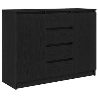 Berkfield Home Sideboard with Drawers Black Oak 100.5x35x76 cm Engineered Wood