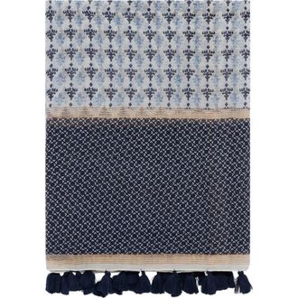 Gerard Darel Hand Printed Silk Blend Scarf in Navy Blue at Nordstrom