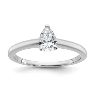 Diamond2Deal 14k White Gold 1/2 Ct Certified Pear Lab Grown Diamond Solitare Engagement Ring
