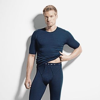 Isa Rundhalsshirt ISA BODYWEAR 1755, Herren, Gr. XXL, blau (3244), Obermaterial: 50% Schurwolle, 50% Polyester, unifarben, Basic, Rundhals, Shirts Rundhal