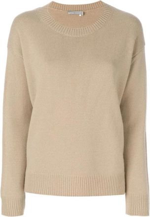 Vince Truien & Vesten, Dames, Bruin, M, Kasjmier, Cashmere Trui met Vetersluiting