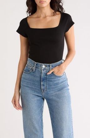 Madewell Brightside Square Neck T-Shirt in Jet Black at Nordstrom Rack, Size Xx-Small