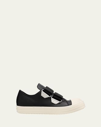 Rick Owens Mens Extreme Strap Leather Low-Top Sneakers