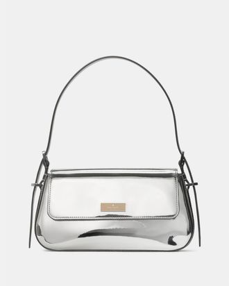 Kate Spade New York Womens Bridget Mirror Metallic Small Flap Shoulder - Silver - One Size