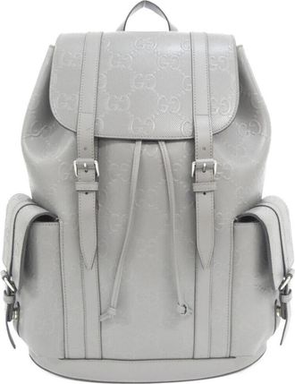 Gucci Gray Leather Backpack (Pre-Owned)