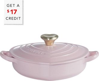 LE CREUSET Shallow Pink Heart Cocotte With Light Gold Knob With $17 Credit