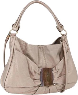 Ferragamo Pre-owned Shoulder Bag - Dames - Vintage Schoudertas - Beige - ONE Size - Leer - Vintage