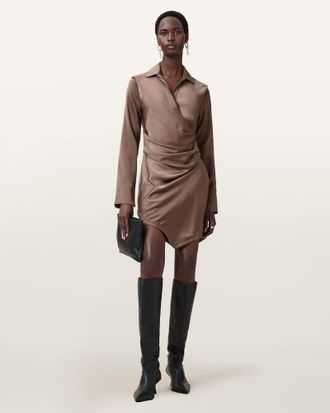 AllSaints Tira Satin Mini Dress