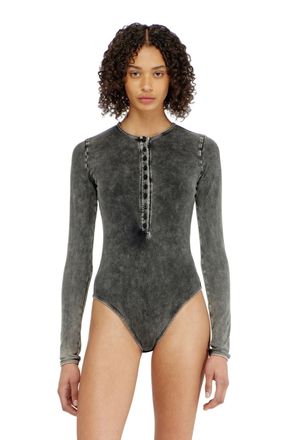 Diesel Cotton bodysuit with buttoned front - Bodysuits - Woman - Grey