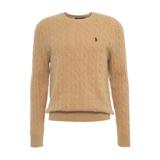 Polo Ralph Lauren Round-neck Knitwear, male, Beige, Size: L Beige Knitwear Aw24 Hand Wash
