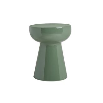 Miliboo Mesa Auxiliar Redonda De Metal Esmaltado En Verde Caqui D34 Cm Mogou