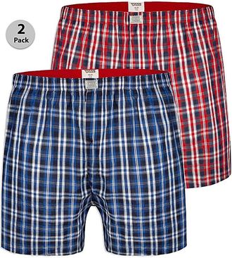 D555 Plaid Pack of 2 Woven Boxer Shorts