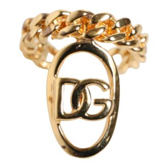 Dolce & Gabbana Earrings, unisex, Yellow, Size: ONE SIZE Statement Oval DG Logo Chain Ring