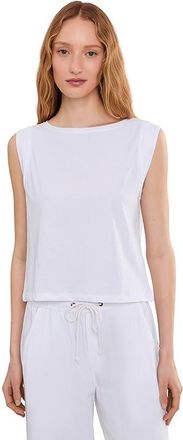 Lilla P Rolled Edge Sleeveless Boatneck Womens Clothing White : XS, Cotton