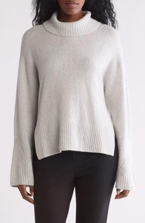 7 For All Mankind Cozy Turtleneck Step Hem Sweater in Light Grey at Nordstrom Rack, Size X-Large