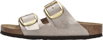 Birkenstock Metallic Taupe Slippers met Gespsluitingen - Dames - Sandalen - Beige - 42 EU - Su&egrave;de - Schoenen