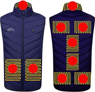 Generic Vest For Men/Women Heated Body Warmer With Printed Single-Control 9-Zone Heated Cotton Vest With Usb Charging Heated Gilet Washable Winter Heating Wai