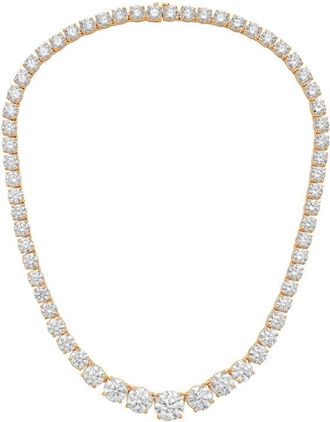 Diana M. Jewels 14kt Rose Gold 30cts lab grown Round diamond 4 Prong Graduated tennis necklace