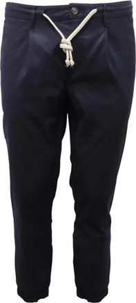 Paolo Pecora Katoen/Linnen Broek - Heren - Slim Fit Broeken - Blauw - XL - Katoen - Broeken