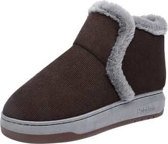 Generic Winter Snow Boots Women Men Comfortable Fleece Lined Ankle Booties Waterproof Non-Slip Platform Sneakers Outdoor Walking Hiking Shoes (Brown, 6.5)