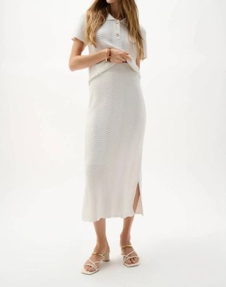 Joseph Ribkoff Textured Sweater Knit Midi Pencil Skirt In Vanilla
