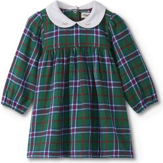 Hatley Holiday Plaid Puff Sleeve Dress in Green at Nordstrom, Size 18-24M