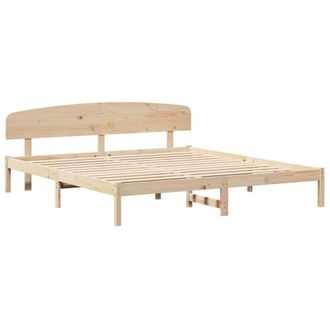 Berkfield Home Bed Frame with Headboard 200x200 cm Solid Wood Pine in Beige