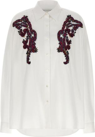 Dries Van Noten White Oversized Embellished Shirt