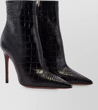 PARIS TEXAS crocodile-effect leather ankle boots