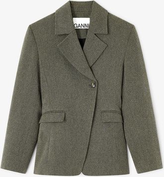 Ganni Green Mouline Blazer