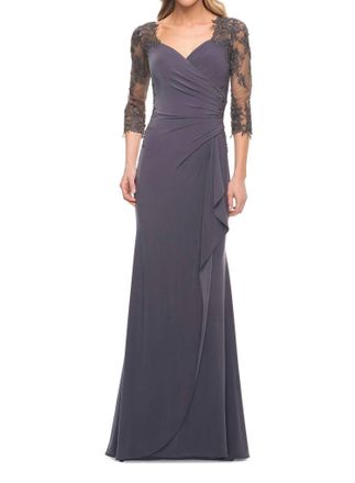 La Femme Evening Dress In Grey