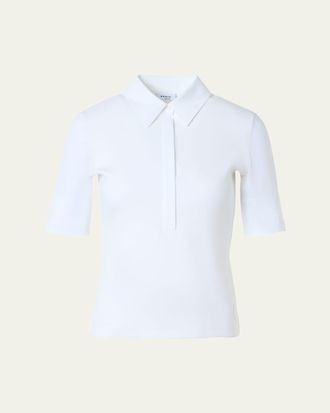 Akris Mixed-Media Short-Sleeve Polo Shirt
